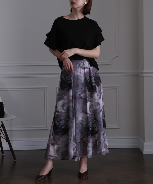 ElegChic(エレグシック)の「ダブルフリルスリーブトップス(Tシャツ/カットソー・レディース・カーキ/ホワイト/ピンクベージュ/ブラック・XL/4L/M)」の7枚目の写真