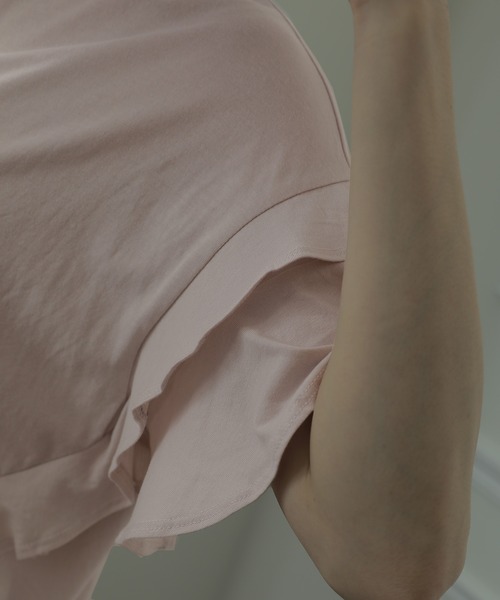 ElegChic(エレグシック)の「ダブルフリルスリーブトップス(Tシャツ/カットソー・レディース・カーキ/ホワイト/ピンクベージュ/ブラック・XL/4L/M)」の15枚目の写真