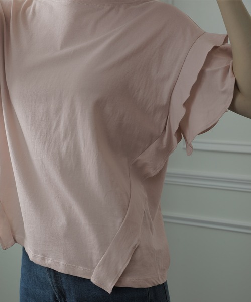 ElegChic(エレグシック)の「ダブルフリルスリーブトップス(Tシャツ/カットソー・レディース・カーキ/ホワイト/ピンクベージュ/ブラック・XL/4L/M)」の10枚目の写真