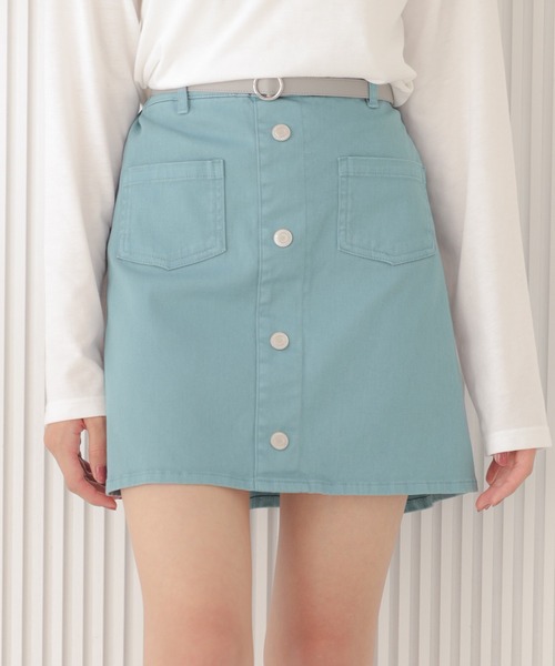 repipi armario（レピピ アルマリオ）の「マエボタンストレッチスカパン（スカート・キッズ・ホワイト/チャコールグレー/ベージュ/ミント/ラベンダー/ブルー/シルバー/ピンク/サックスブルー・SMALL/MEDIUM/LARGE）」の6枚目の写真