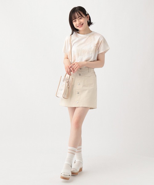 repipi armario（レピピ アルマリオ）の「マエボタンストレッチスカパン（スカート・キッズ・ホワイト/チャコールグレー/ベージュ/ミント/ラベンダー/ブルー/シルバー/ピンク/サックスブルー・SMALL/MEDIUM/LARGE）」の13枚目の写真