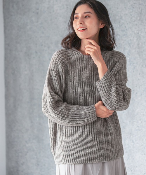 LEPSIM（レプシィム）の「３Ｇイタリアアゼニット　951916（ニット/セーター・レディース・チャコールグレー/ラベンダー/マスタード/グレイッシュベージュ・FREE）」の11枚目の写真