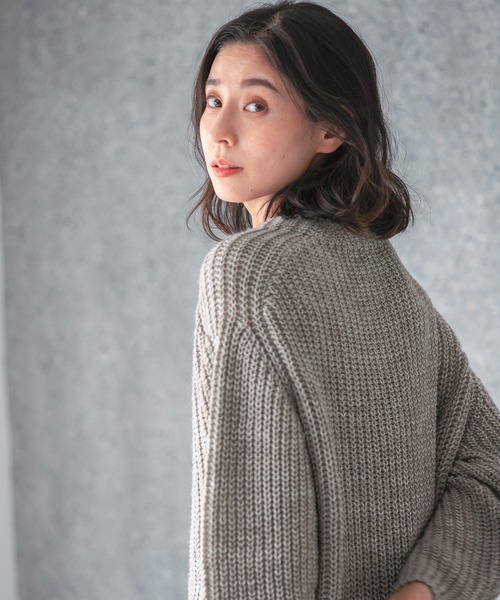 LEPSIM（レプシィム）の「３Ｇイタリアアゼニット　951916（ニット/セーター・レディース・チャコールグレー/ラベンダー/マスタード/グレイッシュベージュ・FREE）」の18枚目の写真