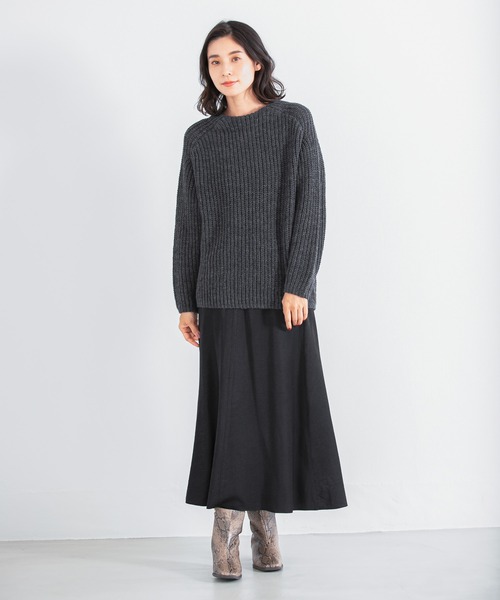 【美品❗️】stone  リブ　ニットセーター　ブラック　L LEPSIM（レプシィム）の「3Gイタリアアゼニット 951916（ニット