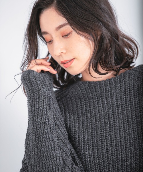 LEPSIM（レプシィム）の「３Ｇイタリアアゼニット　951916（ニット/セーター・レディース・チャコールグレー/ラベンダー/マスタード/グレイッシュベージュ・FREE）」の5枚目の写真