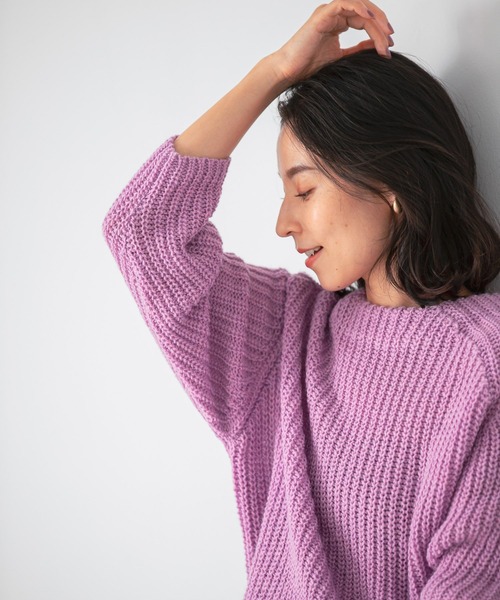 LEPSIM（レプシィム）の「３Ｇイタリアアゼニット　951916（ニット/セーター・レディース・チャコールグレー/ラベンダー/マスタード/グレイッシュベージュ・FREE）」の16枚目の写真