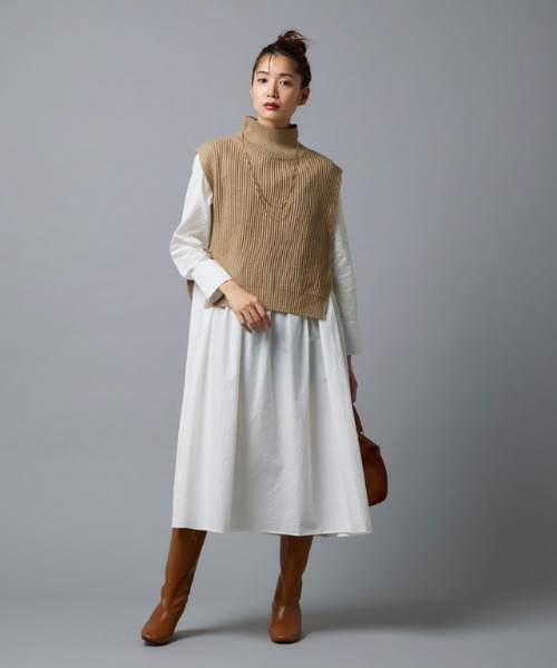 Pierrot(ピエロ)の「ギャザー切り替えワンピース(ワンピース・レディース・ブラック/オフホワイト・L/M)」の15枚目の写真