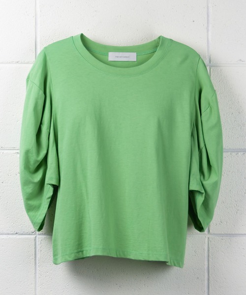 me+em select（ミームセレクト）の「ボリュームスリーブカラートップス【数量限定販売】（Tシャツ/カットソー・レディース・ブラック/パープル/グリーン・FREE）」の9枚目の写真