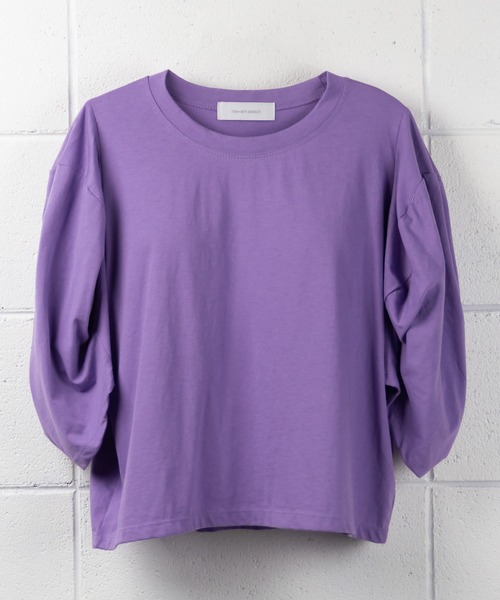 me+em select（ミームセレクト）の「ボリュームスリーブカラートップス【数量限定販売】（Tシャツ/カットソー・レディース・ブラック/パープル/グリーン・FREE）」の5枚目の写真