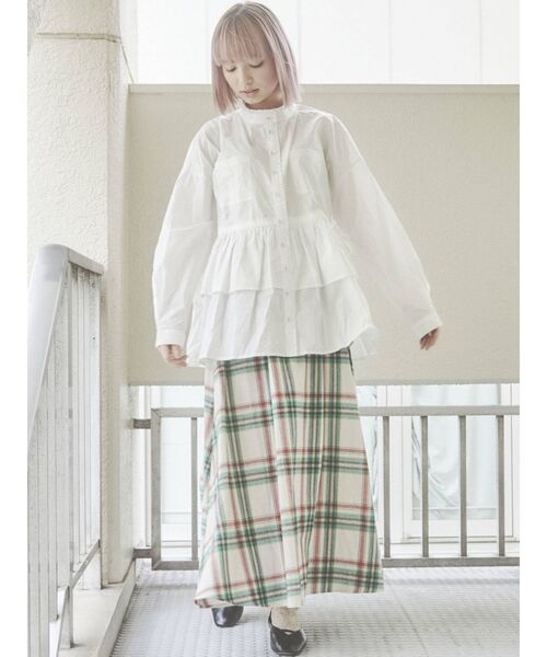 merry jenny（メリージェニー）の「ruffleシャツチュニック（ワンピース・レディース・ブラック/ダークグリーン/オフホワイト・FREE）」の5枚目の写真