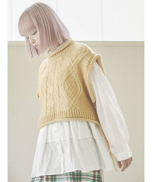 merry jenny（メリージェニー）の「ruffleシャツチュニック（ワンピース・レディース・ブラック/ダークグリーン/オフホワイト・FREE）」の8枚目の写真