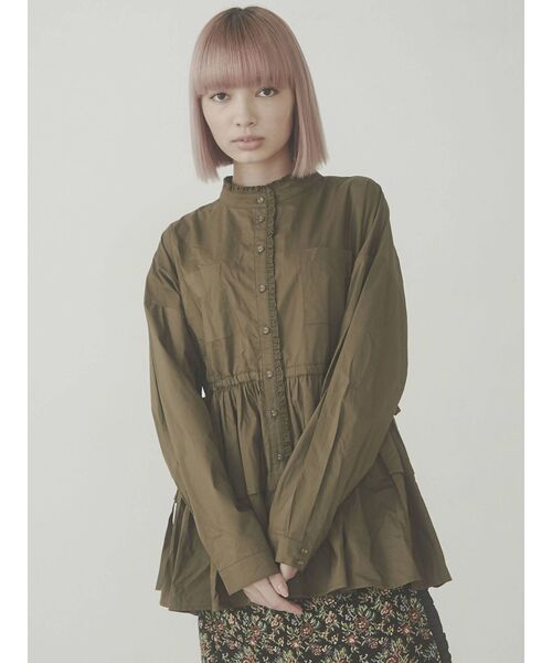 merry jenny（メリージェニー）の「ruffleシャツチュニック（ワンピース・レディース・ブラック/ダークグリーン/オフホワイト・FREE）」の7枚目の写真