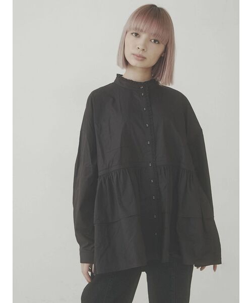 merry jenny（メリージェニー）の「ruffleシャツチュニック（ワンピース・レディース・ブラック/ダークグリーン/オフホワイト・FREE）」の21枚目の写真