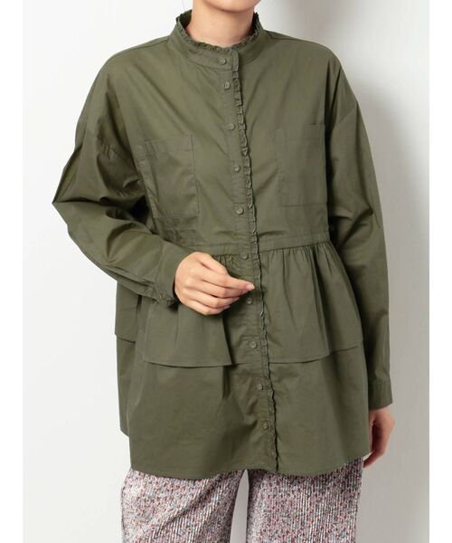 merry jenny（メリージェニー）の「ruffleシャツチュニック（ワンピース・レディース・ブラック/ダークグリーン/オフホワイト・FREE）」の15枚目の写真