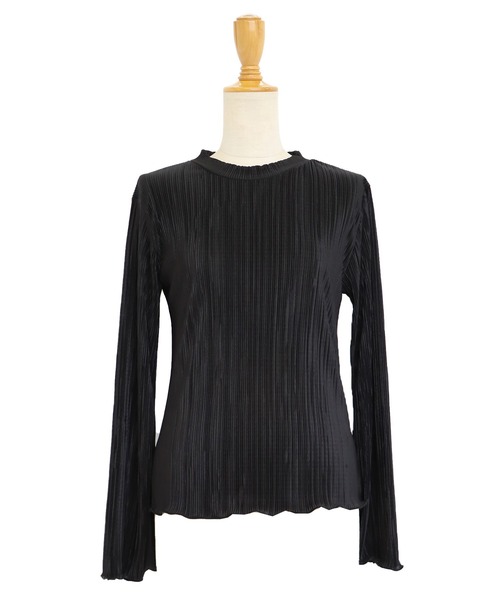 BLUEEAST(ブルーイースト)の「《新色追加》フレアスリーブ ランダムミニプリーツメローブラウス(Tシャツ/カットソー・レディース・ブラック/チャコールグレー/ブルーグレー/ベージュ/グリーン/アイボリー/ピンク/ピンクベージュ・MEDIUM)」の10枚目の写真