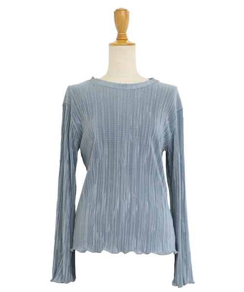 BLUEEAST(ブルーイースト)の「《新色追加》フレアスリーブ ランダムミニプリーツメローブラウス(Tシャツ/カットソー・レディース・ブラック/チャコールグレー/ブルーグレー/ベージュ/グリーン/アイボリー/ピンク/ピンクベージュ・MEDIUM)」の18枚目の写真