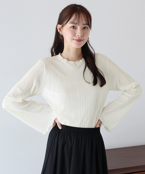 BLUEEAST(ブルーイースト)の「《新色追加》フレアスリーブ ランダムミニプリーツメローブラウス(Tシャツ/カットソー・レディース・ブラック/チャコールグレー/ブルーグレー/ベージュ/グリーン/アイボリー/ピンク/ピンクベージュ・MEDIUM)」の19枚目の写真