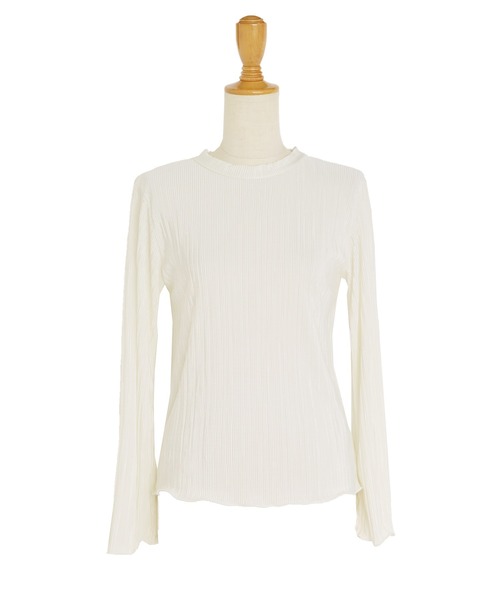 BLUEEAST(ブルーイースト)の「《新色追加》フレアスリーブ ランダムミニプリーツメローブラウス(Tシャツ/カットソー・レディース・ブラック/チャコールグレー/ブルーグレー/ベージュ/グリーン/アイボリー/ピンク/ピンクベージュ・MEDIUM)」の9枚目の写真