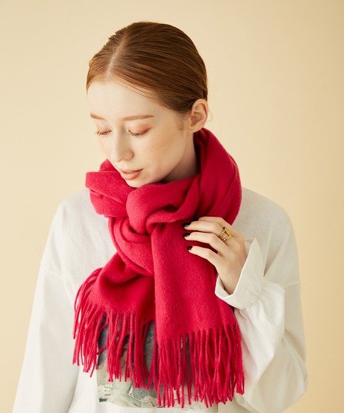 MADEMOISELLE ROPE'（マドモアゼル ロペ）の「無地カシミヤブレンドストール（ストール/ショール・レディース・ベージュ/グレー/ピンク・FREE）」の6枚目の写真