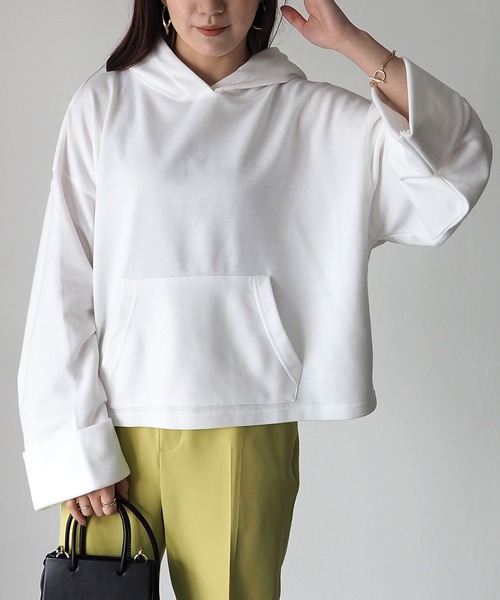 Riberry(リベリー)の「ワイドスリーブプルパーカー(パーカー・レディース・スミクロ/オフホワイト/杢グレー・FREE)」の13枚目の写真