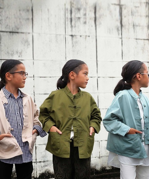 antiqua（アンティカ）の「こなれ感高まる！優秀チャイナジャケット（テーラードジャケット・キッズ・カーキ/ナチュラル/ブルー系その他・4/3/5）」の4枚目の写真