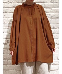 シャーリング比翼チュニック