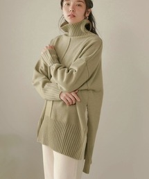 ウォッシャブルセンターラインハイネックロングニット