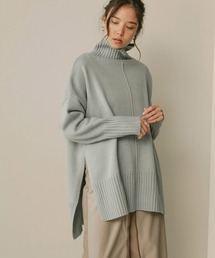 ウォッシャブルセンターラインハイネックロングニット