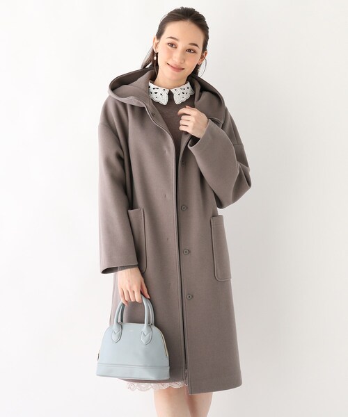 index（インデックス）の「◆カットメルトンフーディロングコート【WEB限定サイズ】（その他アウター・レディース・ネイビー/ブラウン系その他/ナチュラル・40/38/42/36）」の2枚目の写真