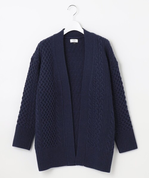 J.PRESS YORK STREET(ジェイプレスヨークストリート)の「【WOMEN】WINTER アシメケーブル カーディガン(カーディガン/ボレロ・レディース・ベージュ系/アイボリー系/ダルブルー系・F)」の3枚目の写真