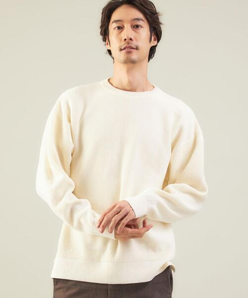 green label relaxing（グリーンレーベルリラクシング）の「コットン アゼリンクス ガンジー ニット -ウォッシャブル-（ニット/セーター・メンズ・オフホワイト/ブラック/レッド・M/S/L/XL）」の14枚目の写真