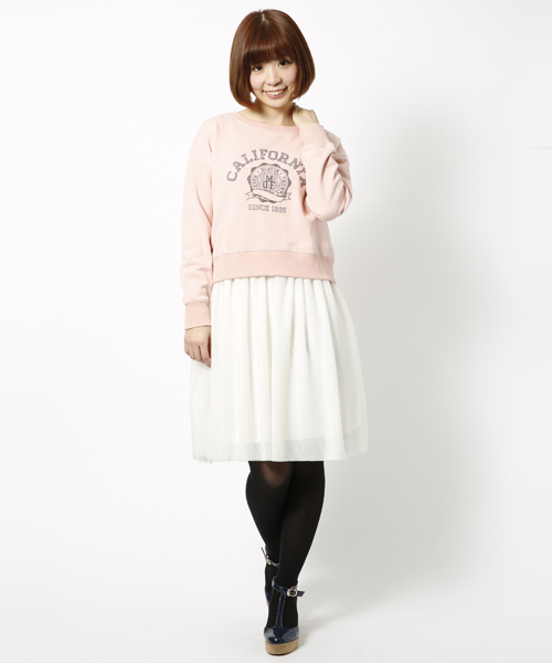 MILKFED.（ミルクフェド）の「COLLEGE 2SET SWEAT TULLE DRESS　（スウェットトップ/ワンピース/セット/クルーネック/チュール）（ワンピース・レディース・アッシュ/ピンク/ネイビー・SMALL/MEDIUM）」の3枚目の写真