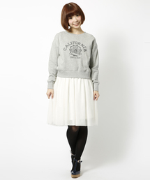MILKFED. | COLLEGE 2SET SWEAT TULLE DRESS　（スウェットトップ/ワンピース/セット/クルーネック/チュール）(ワンピース)
