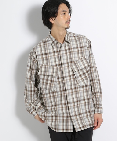 niko and...（ニコアンド）の「柄ファティーグポケットシャツ（シャツ/ブラウス・メンズ・ネイビー/ブラウン/アイボリー・MEDIUM/LARGE）」の9枚目の写真