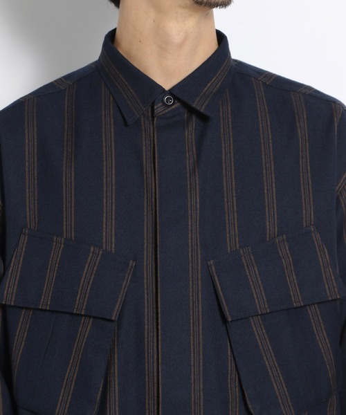 niko and...（ニコアンド）の「柄ファティーグポケットシャツ（シャツ/ブラウス・メンズ・ネイビー/ブラウン/アイボリー・MEDIUM/LARGE）」の14枚目の写真