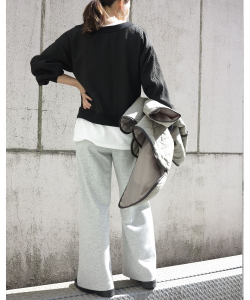 LiSeek（リシーク）の「【LiSeeK】膨れジャガードドッキングＴＯＰ（ニット/セーター・レディース・ライトブラウン/ベージュ/ブラック・FREE）」の13枚目の写真
