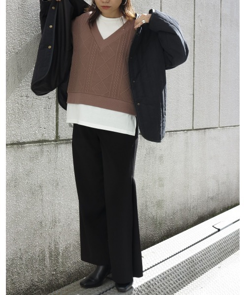 LiSeek（リシーク）の「【LiSeeK】膨れジャガードドッキングＴＯＰ（ニット/セーター・レディース・ライトブラウン/ベージュ/ブラック・FREE）」の17枚目の写真