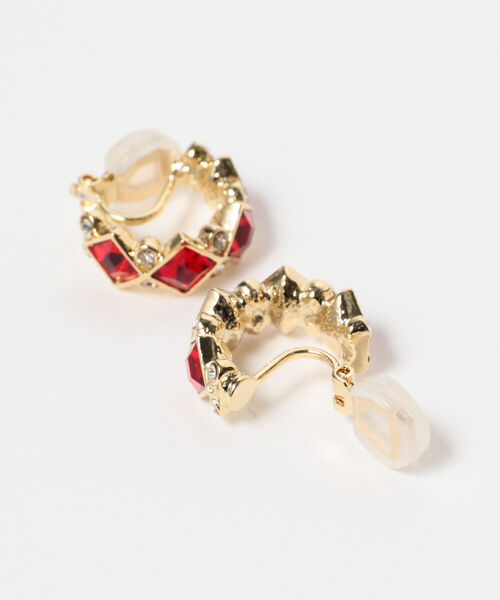 Ray BEAMS（レイビームス）の「Ray BEAMS / ビジュー フープ イヤリング（イヤリング・レディース・レッド/ブラック/グリーン・ONE SIZE）」の7枚目の写真