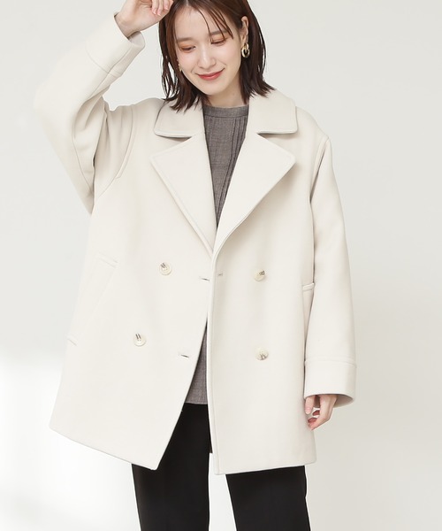 N.(N. Natural Beauty Basic)(エヌエヌナチュラルビューティーベーシック)の「【S Size Line】◆ビックカラーダブルミディコート(その他アウター・レディース・オフホワイト/モカ/チェック・SMALL/MEDIUM)」の2枚目の写真