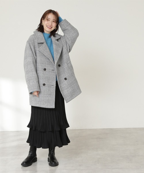 N.(N. Natural Beauty Basic)(エヌエヌナチュラルビューティーベーシック)の「【S Size Line】◆ビックカラーダブルミディコート(その他アウター・レディース・オフホワイト/モカ/チェック・SMALL/MEDIUM)」の9枚目の写真