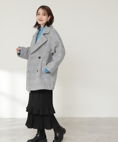 N.(N. Natural Beauty Basic)(エヌエヌナチュラルビューティーベーシック)の「【S Size Line】◆ビックカラーダブルミディコート(その他アウター・レディース・オフホワイト/モカ/チェック・SMALL/MEDIUM)」の10枚目の写真
