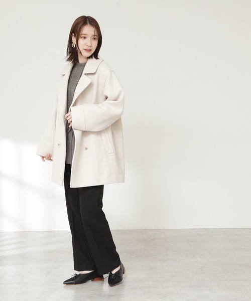 N.(N. Natural Beauty Basic)(エヌエヌナチュラルビューティーベーシック)の「【S Size Line】◆ビックカラーダブルミディコート(その他アウター・レディース・オフホワイト/モカ/チェック・SMALL/MEDIUM)」の6枚目の写真