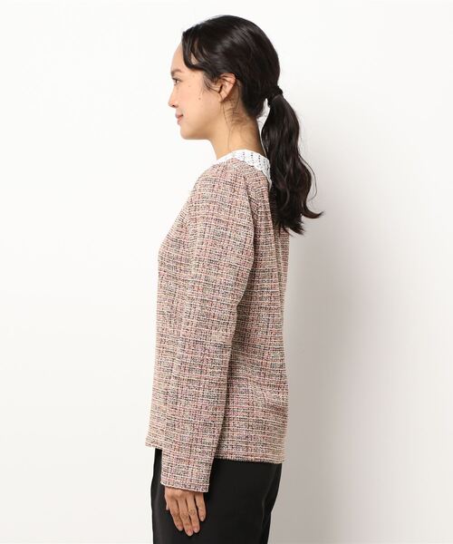 PICCIN（ピッチン）の「襟付きカットツイードプルオーバー（シャツ/ブラウス・レディース・ブラック/オレンジ・L/M）」の3枚目の写真