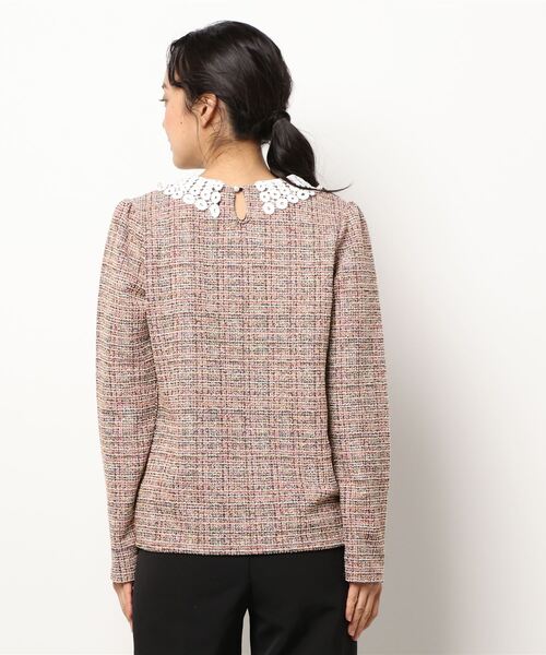 PICCIN（ピッチン）の「襟付きカットツイードプルオーバー（シャツ/ブラウス・レディース・ブラック/オレンジ・L/M）」の4枚目の写真