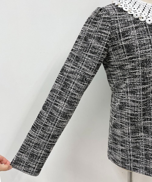 PICCIN（ピッチン）の「襟付きカットツイードプルオーバー（シャツ/ブラウス・レディース・ブラック/オレンジ・L/M）」の16枚目の写真