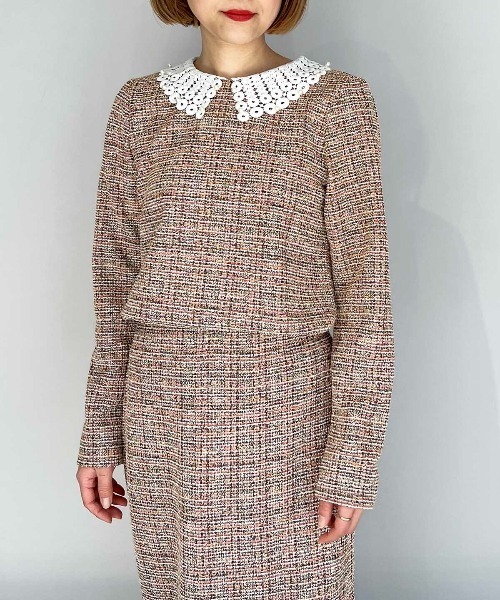 PICCIN（ピッチン）の「襟付きカットツイードプルオーバー（シャツ/ブラウス・レディース・ブラック/オレンジ・L/M）」の20枚目の写真