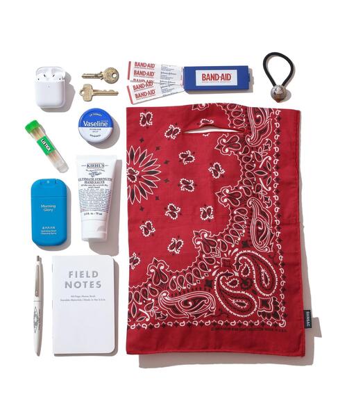 green label relaxing(グリーンレーベルリラクシング)の「<BANSAC(バンサック)>バンダナ バッグ(エコバッグ/サブバッグ・メンズ・レッド/ホワイト/オレンジ/ケリー/パープル/ブラック/ネイビー/ダークグリーン・FREE)」の7枚目の写真