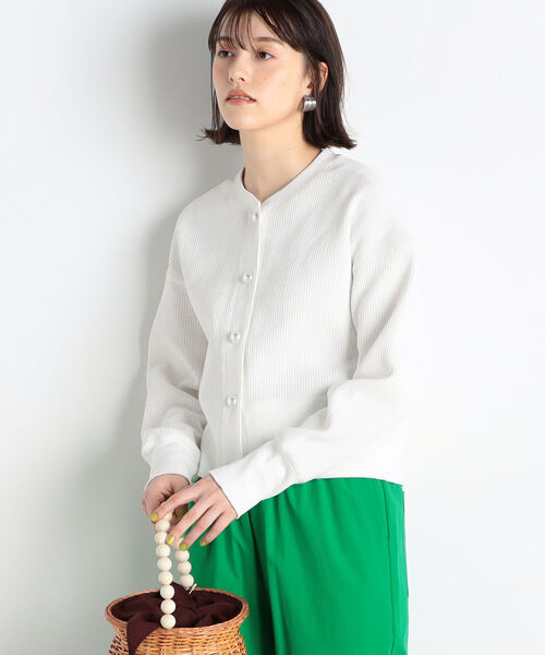 fredy repit(フレディレピ)の「【WEB限定カラーあり】パールボタンワッフルカーディガン(カーディガン/ボレロ・レディース・ネイビー/オフホワイト/カーキ/サックスブルー/ブラック系その他4・38)」の1枚目の写真