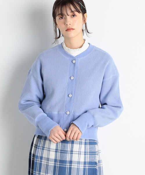 fredy repit(フレディレピ)の「【WEB限定カラーあり】パールボタンワッフルカーディガン(カーディガン/ボレロ・レディース・ネイビー/オフホワイト/カーキ/サックスブルー/ブラック系その他4・38)」の15枚目の写真