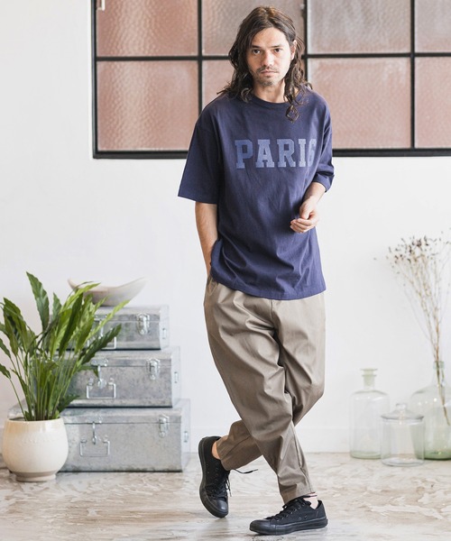 CAMBIO（カンビオ）の「mt7640-ビッグシルエットプリントT（カレッジレザー_paris）（Tシャツ/カットソー・メンズ・ブラック/サンドベージュ/ネイビー/ホワイト・L/XL/M/S）」の7枚目の写真